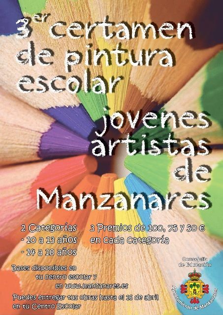 Cartel III certamen de pintura escolar Jóvenes de Manzanares