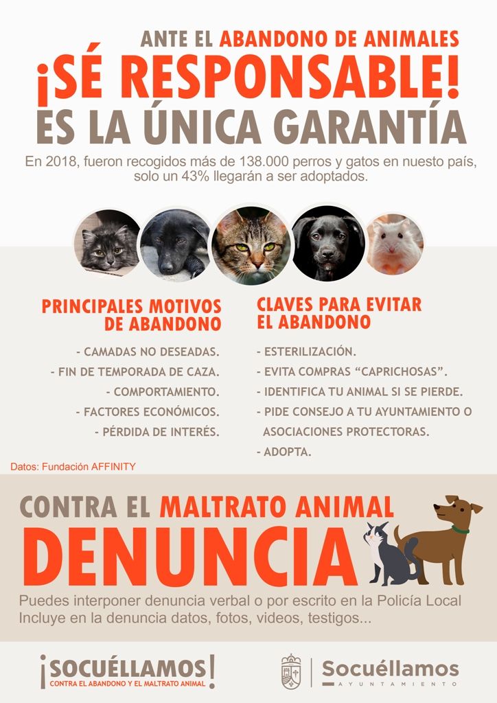 CARTEL ABANDONO ANIMAL SOCUELLAMOS