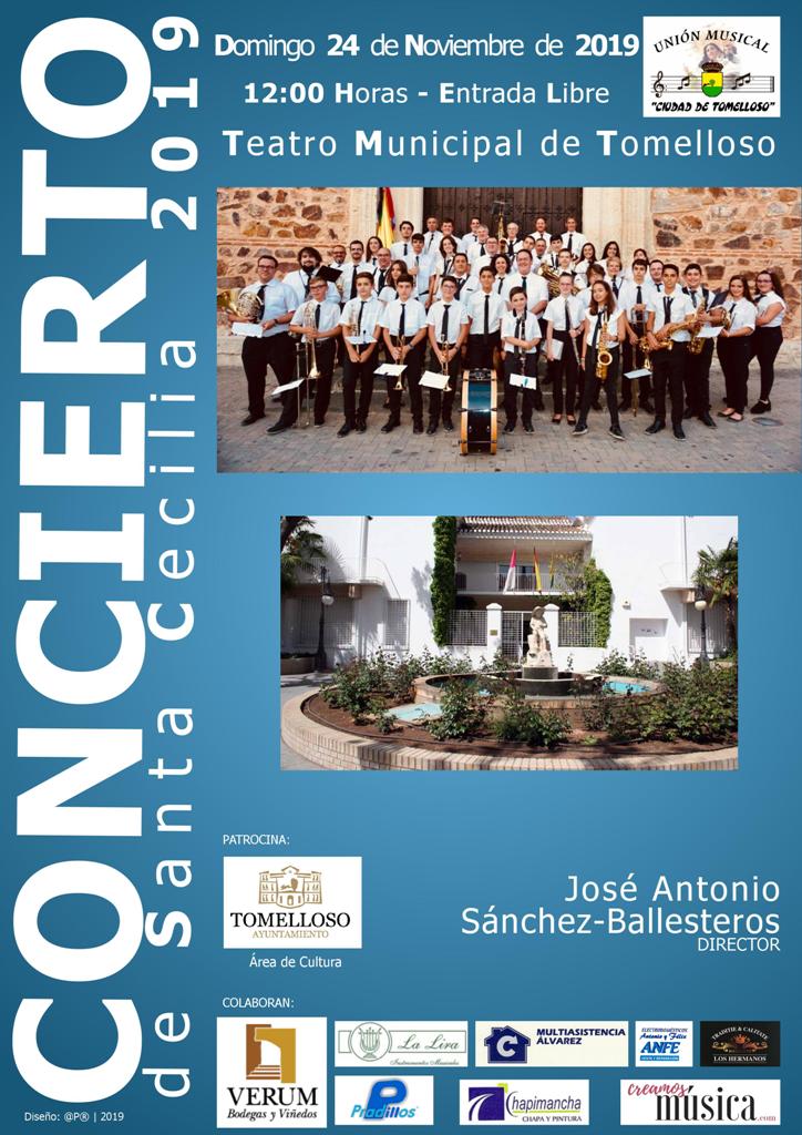 cartel concierto santa cecilia union musical ciudad de tomelloso