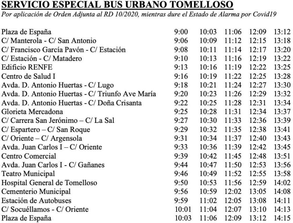 horarios bus