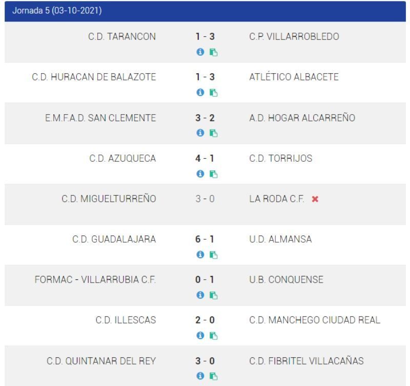 resultados jor 5 tercera